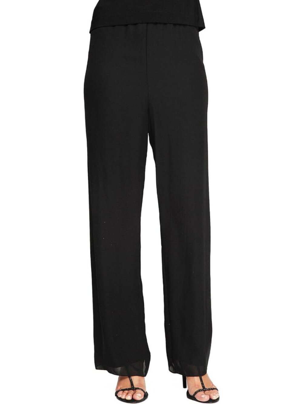 Chic Women's Silky Chiffon Straight Leg Pants - Elegant Evening Wear, Size